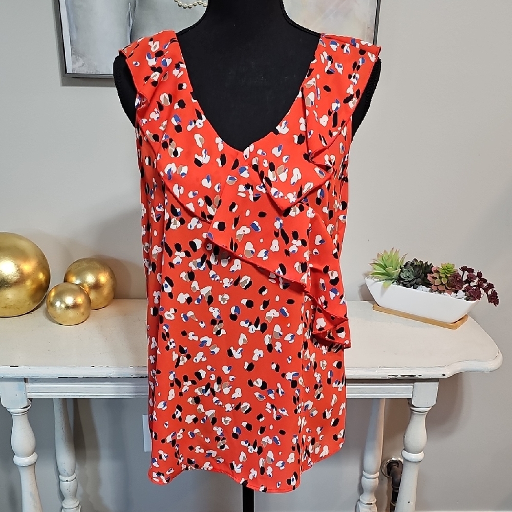 3 for $20 🌺 Hailey & Co. Abstract Floral Ruffle V-Neck Blouse Small